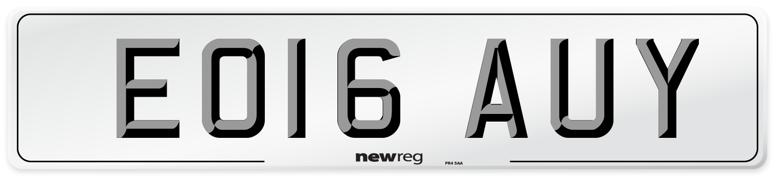 EO16 AUY Number Plate from New Reg